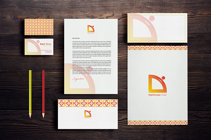 Right angle tutors logo design mockup