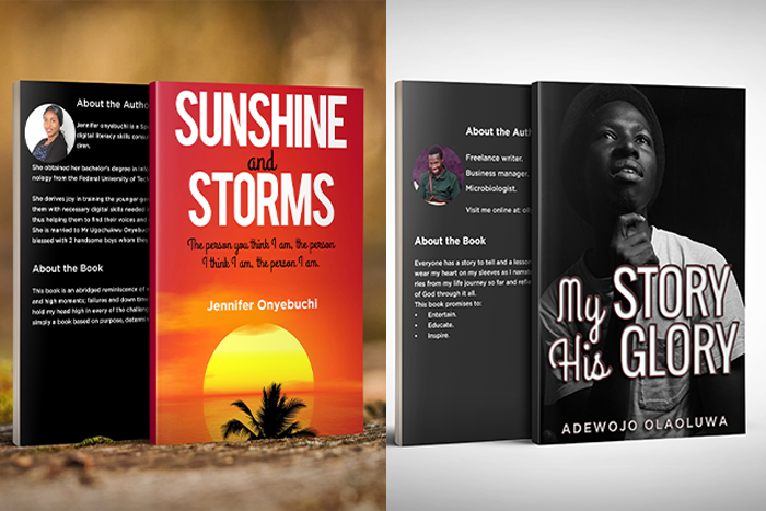 front and back book cover design mockup