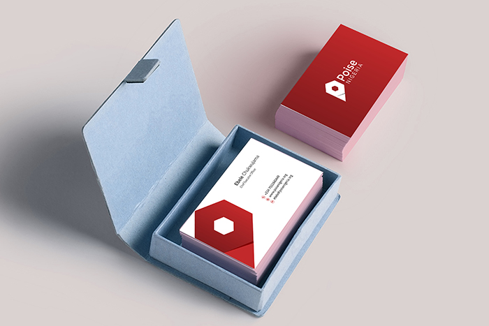 professional business card design mockup for POISE EBELE